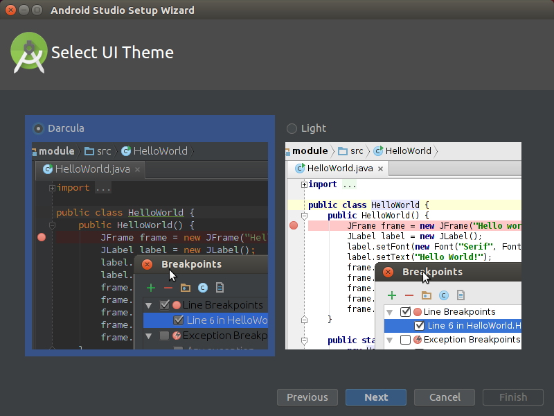 تنظیمات مختلف در اندروید استودیو