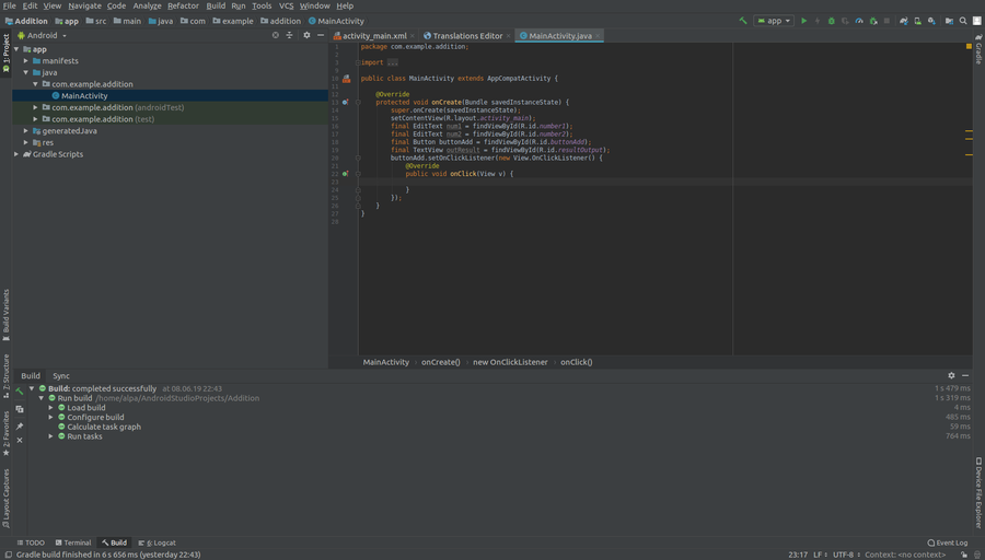 اضافه کردن actionListener در اندروید استودیو