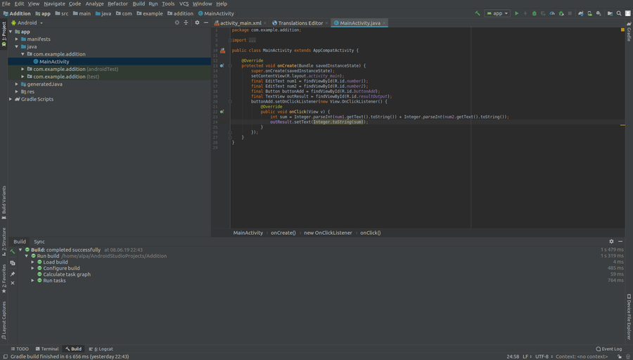 اضافه کردن تابع اصلی به برنامه در اندروید استودیو