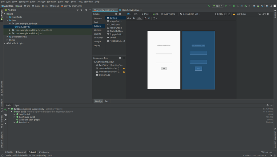 به اتمام رسیدن layout در اندروید استودیو