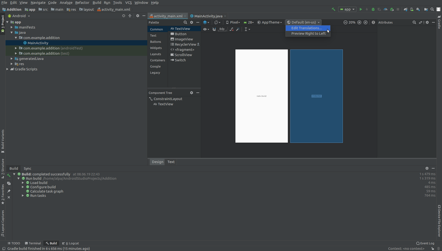 باز کردن translation editor در اندروید استودیو